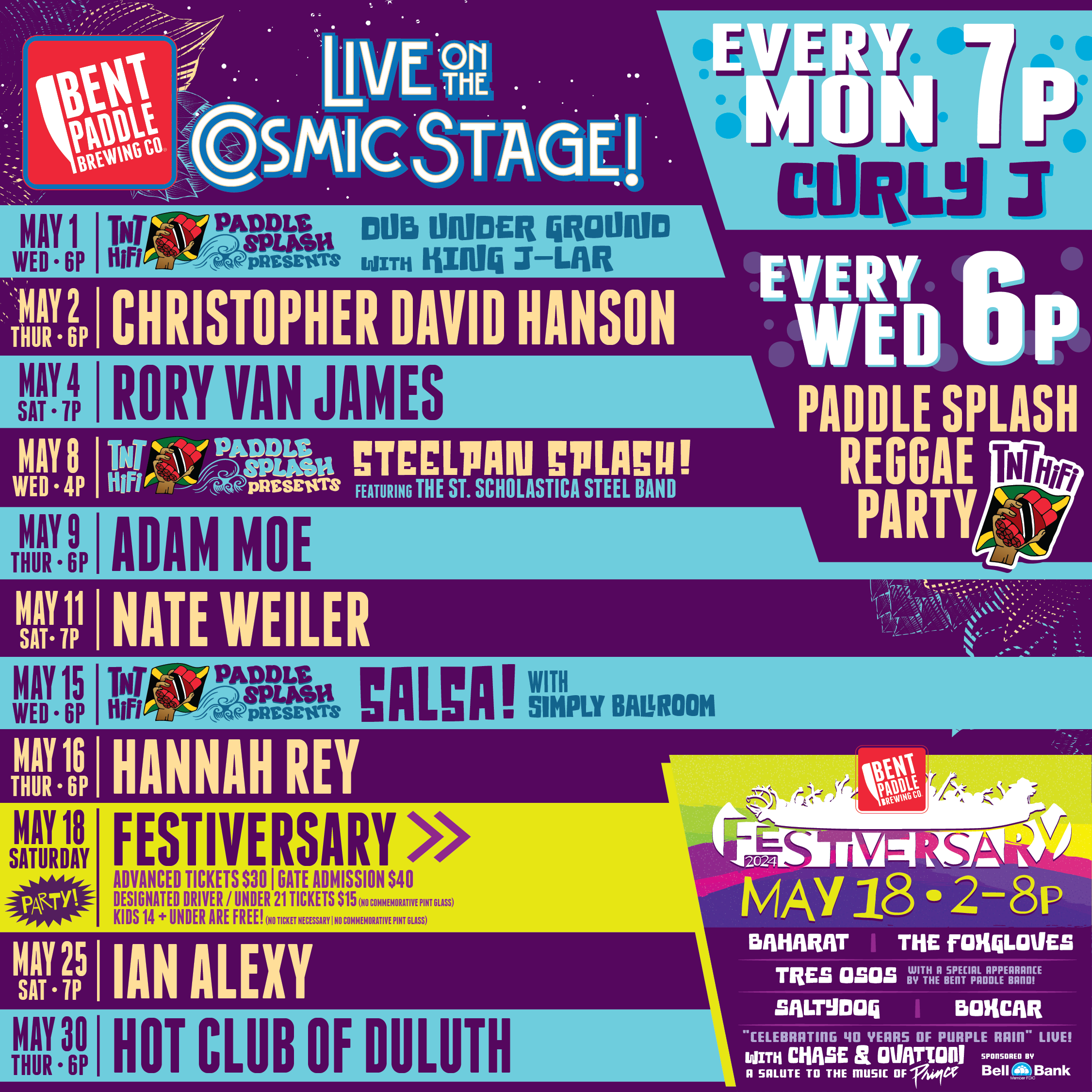 Live music on the Cosmic Stage Lineup