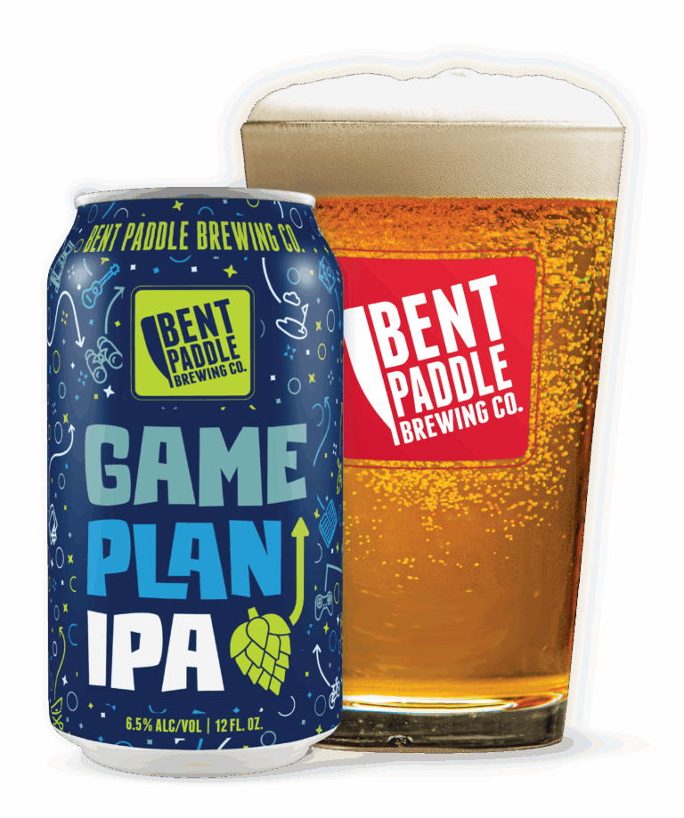 Game Plan IPA can and glass
