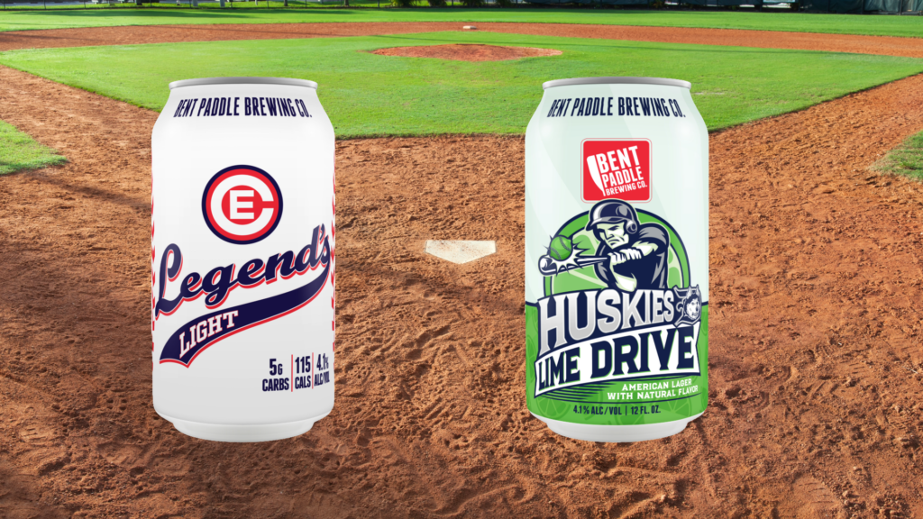 Legends Lager and Huskies Lime Drive Beers on baseball diamond